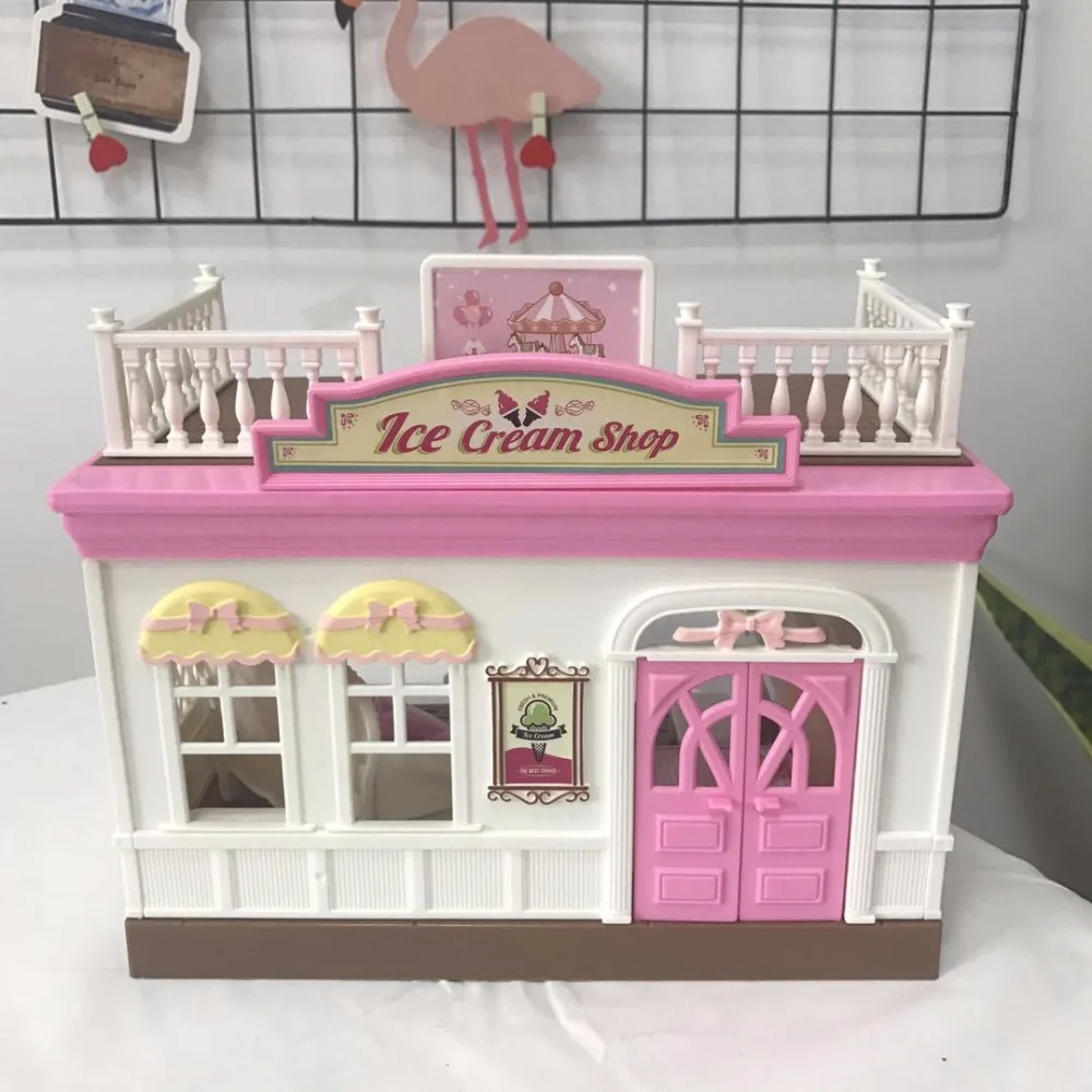 ل الأرنب Sylvanian اكسسوارات أثاث الآيس كريم متجر مخزن الترفيه عطلة مجموعة نتظاهر اللعب DIY هدية المشهد المشهد الطفلة