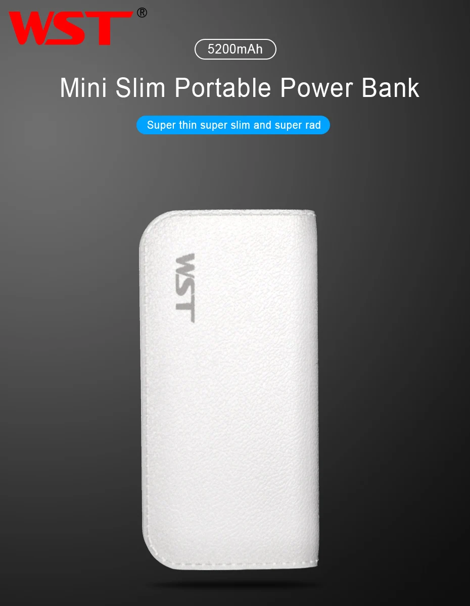 WST Portable Power Bank PoverBank Battery Pack Mobile External Battery Power Bank For iPhone 6 7 Samsung Phone 5200mAh Powerbank (7)