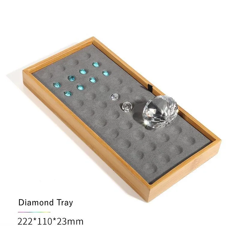Новая мода серый цвет натуральный бамбук ювелирные изделия Дисплей лоток кольцо, кулон, алмаз, браслеты, серьги дисплей пластины - Цвет: Diamond Tray