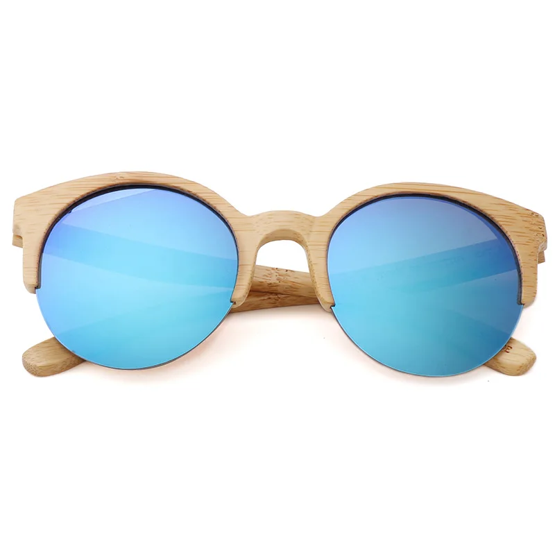 08 ice blue Модные круглые солнцезащитные очки ручной работы для женщин и мужчин очки из бамбукового дерева дорожные пляжные солнцезащитные очки Occhiali da sole donna - Цвет линз: 08 ice blue