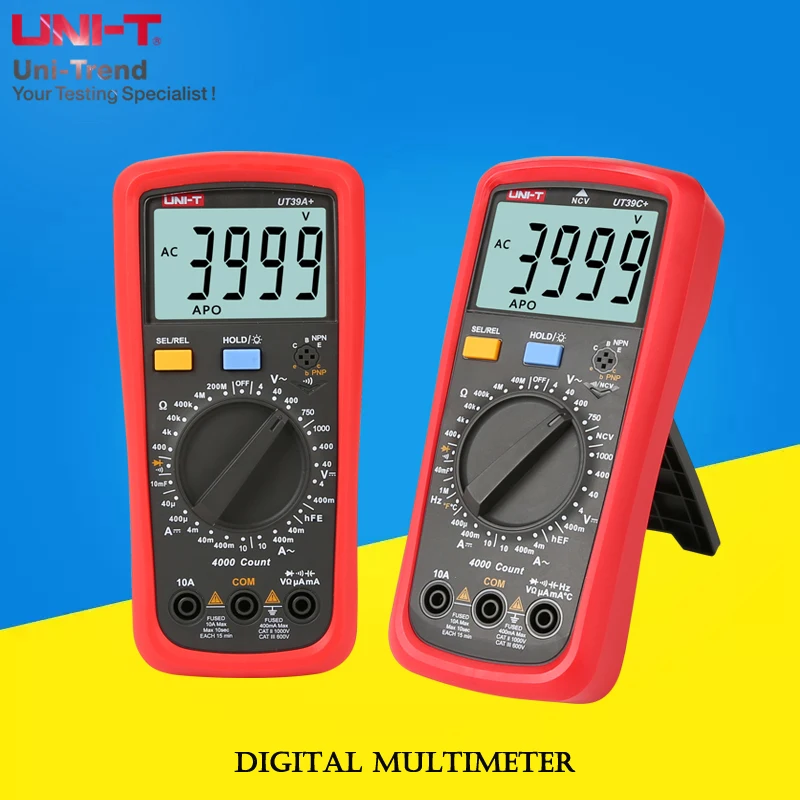 

UNI-T UT39A+/UT39C+ Manual range Digital Multimeter; resistance/capacitance/frequency/hFE/NCV/temperature test