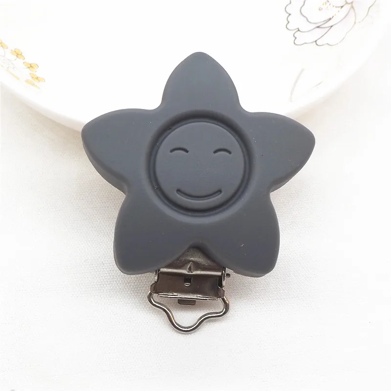 Chenkai 50 шт. силиконовые в форме цветка смайлик зажимы DIY Baby Star кольцо для соски Прорезыватель держатель пустышка ювелирные изделия игрушки зажимы BPA бесплатно - Цвет: Dim Grey