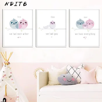 

Baby Nursery Wall Art Canvas Painting Cartoon Bird Posters and Prints Nordic Kids Decoration Pictures Children Bedroom Decor