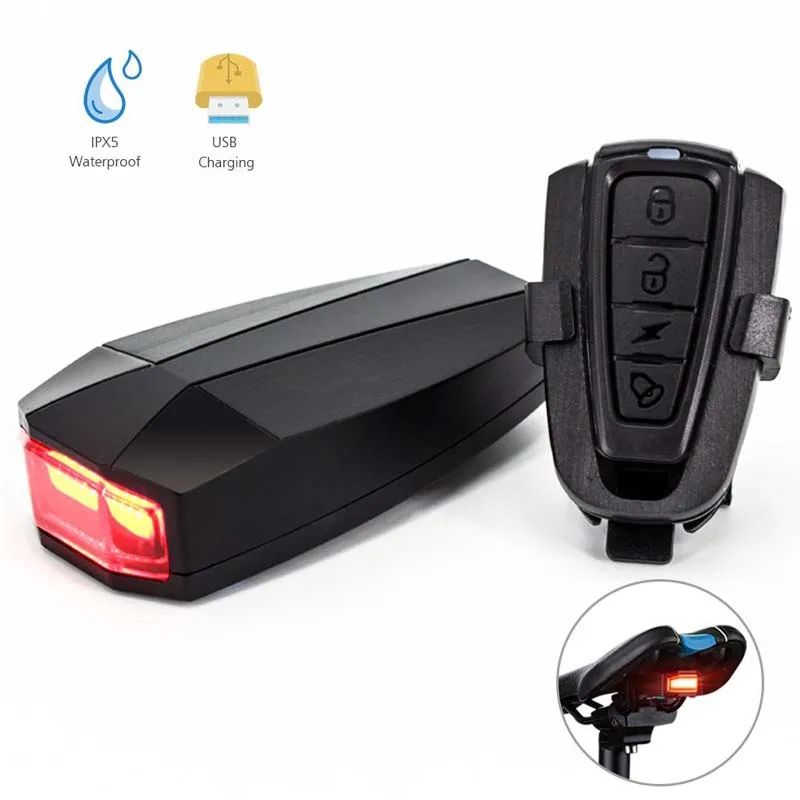 

Bicycle Light Waterproof Smart Alarm Tail Light Ultralight Long Standby Anti-theft Alarm Horn Remote Wireless Bike Tail Lights