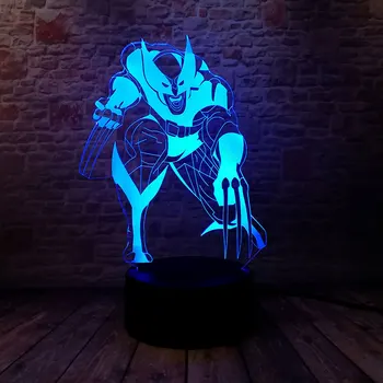 

Logan Wolverine action & toy figures 3D Illusion Led Lamp Colorful Touch Nightlight Glow in the Dark Luminous Model