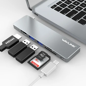 

Wavlink USB-C HUB Adapter 4k HDMI Output Type C with Power Delivery Card Reader 3.0 Multi-port Mini Dock for Macbook pro 2019