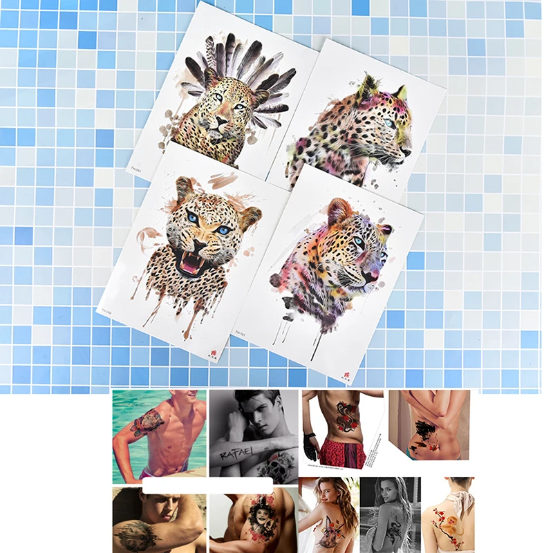 1Pc Waterproof Fake Hand Tattoos Adult Men Women Body Art Leopard Tiger Pattern Waterproof Temporary Tattoo Stickers