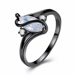 INALIS кольцо для женщин Опаловый камень в форме овала фианит Черное золото Цвет кольца модные украшения подарок вечерние 2018 Лидер продаж ZYR642