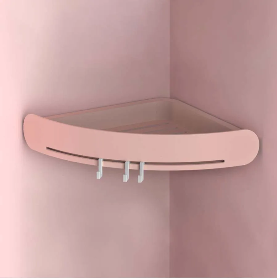 Pink Ванная комната Треугольная душевая полка угловой держатель для хранения ванной Домашний Органайзер стойка угловые полки с защелкой - Color: Pink