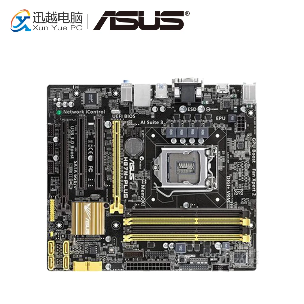 

Asus H87M-PLUS Desktop Motherboard H87 Socket LGA 1150 For Core i3 i5 i7 DDR3 32GB SATA3 HDMI Micro ATX Original Used Mainboard