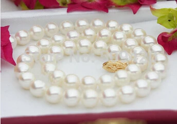

Free shipping >>@ +>18" PERFECT!9-10MM AKOYA PEARL NECKLACE AAA+