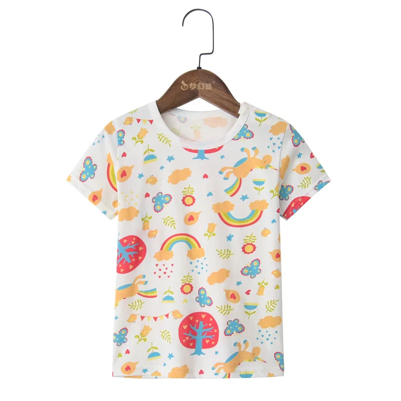 

Girls T-shirt Kids Sun T Shirts Rainbow Pattern Top Tees Children Sport Clothing Baby Boy Girl Design T-shirts For 2-6 Years