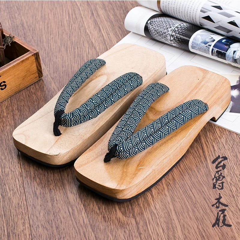 Cena Mazefeng letnie buty Unisex platformy druku drewna mężczyźni Geta sandały mężczyźni chiny Geta drewniaki klasyczne drewniane klapki męskie klapki