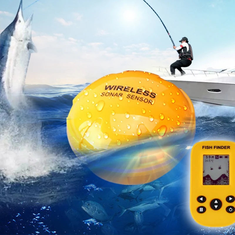 Rechargeable Wireless Remote Sonar Sensor 45M Water Depth High Definition Lcd Fish Fishfinder