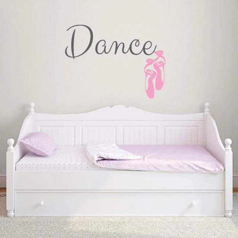 

Personalized Girls Name With Ballet Shoes Removable Wall Stickers for Girls Bedroom Sweet Decor Vinyl Decals Dance Room TA718