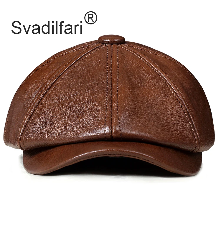 Svadilfari, осенняя мужская шапка из натуральной кожи, берет из воловьей кожи, Элегантная Модная кепка с язычком для молодых студентов, Снэпбэк Кепка s для мужчин