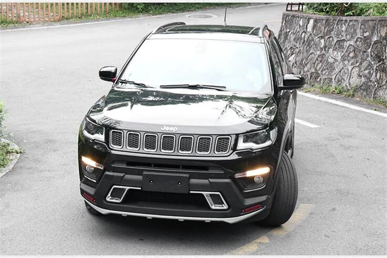 ABS передний+ задний бампер автомобиля Защита выхлопного отверстия защита противоскользящая пластина подходит для Jeep Compass