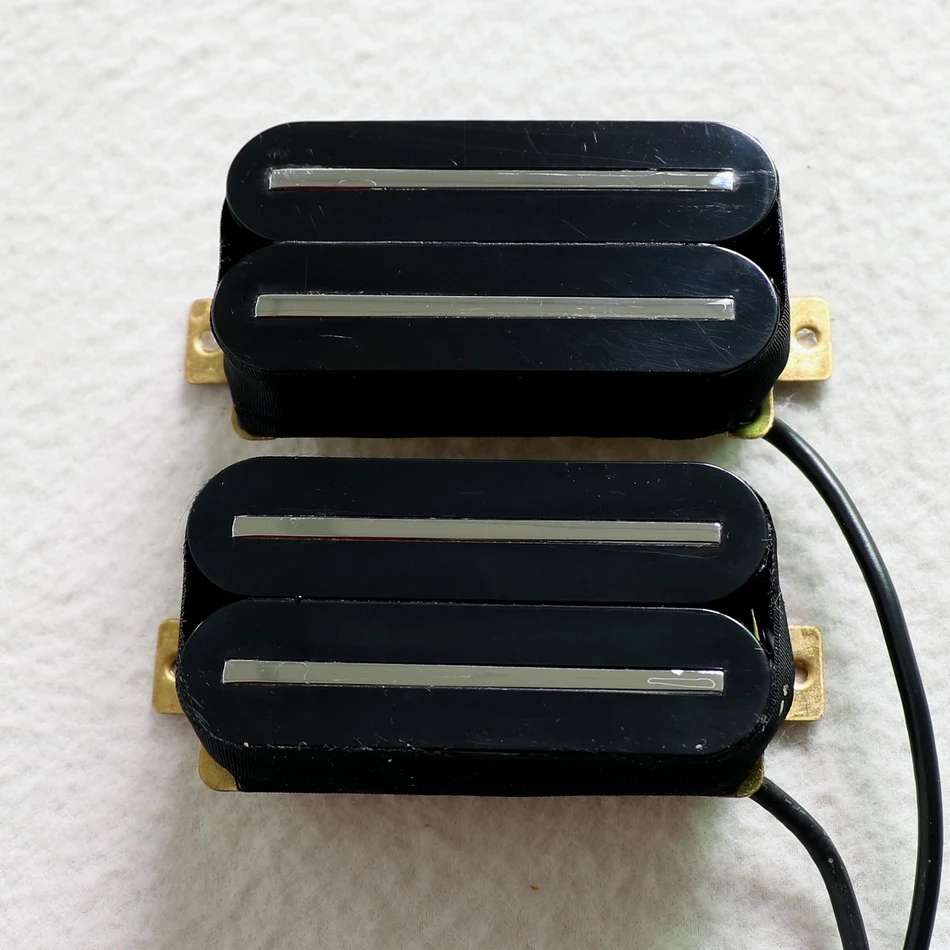 Yibuy Electric Guitar Dual Rail Humbucker Pickup Set Neck /& Bridge H11-1V-CR