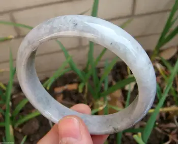 

Certified Natural Untreated Floral Blue Jadeite Jade Bangle 60.89MMGrade A