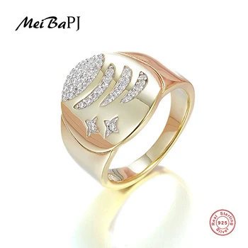 

[MeiBaPJ]Real 925 Sterling Silver Moon Stars Ring for Women with AAA High Quality Stones Wedding Fine Jewelry