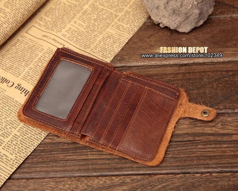 Vintage old designer Cow skin Leather wallet leather Purse  (4)