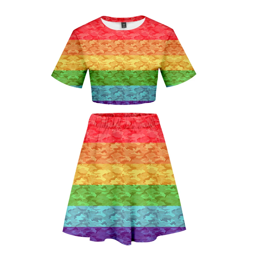 Костюм с короткой юбкой LGBT 2 футболки коротким рукавом и платья