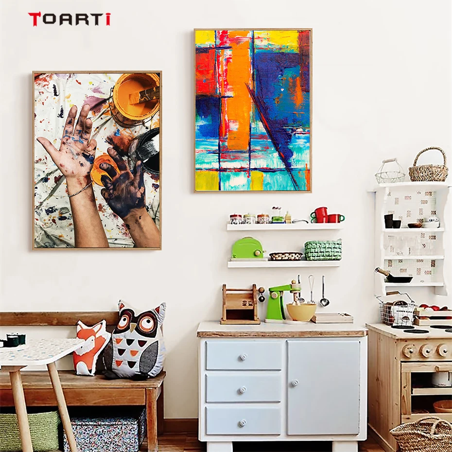Colorful Graffiti Wall Art Pictures Modern Abstract Painting Watercolor Prints Nordic Vintage Poster Living Room Home Decoration (6)