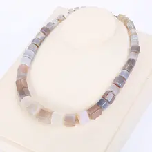 Blue Rainbow Natural Stone Necklace Choker Men Magnesite Square Diamond Stone Gemstone Power Crystal Male Fine Jewelry Gift NEW