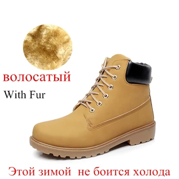 

Suede Leather Man Boot Winter Men Boots Ankle Shoes Warm Snow Velvet Fur Work Martin Cowboy Motorcycle Male Shoe lace-up 612
