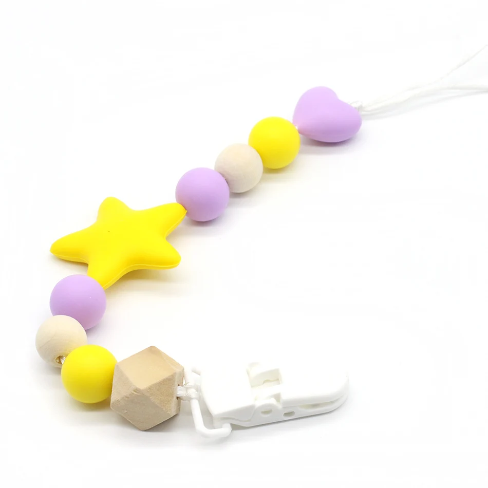 Персонализированные силиконовые зажимы для прорезывания зубов и соски с безопасными бусины ABS силиконовые соски держатель цепи для соски детские жевательные игрушки - Цвет: Цвет: желтый