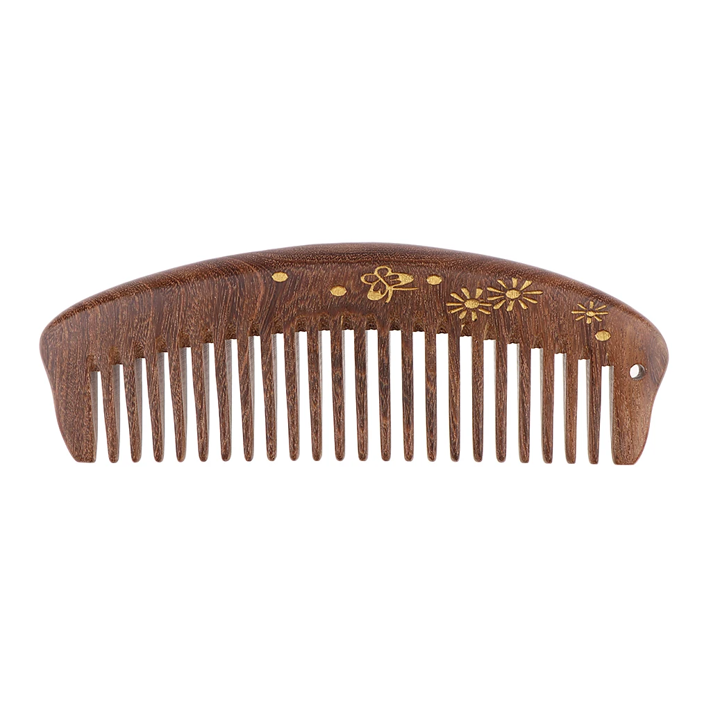 MagiDeal Handmade Polish Natural Sandalwood Comb Scalp Massage Detangling Hair Brush Beard Mustache Grooming Brush Comb