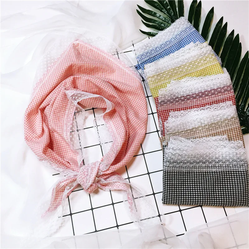 

Spring Autumn New Cotton Linen Printing Children's Cotton Scarf Cute Baby Small Square Scarf Headband Neck Chief