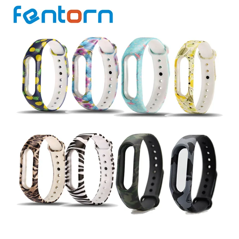 

For Mi band 2 Strap Colorful Silicone Wrist Strap Smart band Bracelet Flower Camouflage Replacement watchband for Miband 2