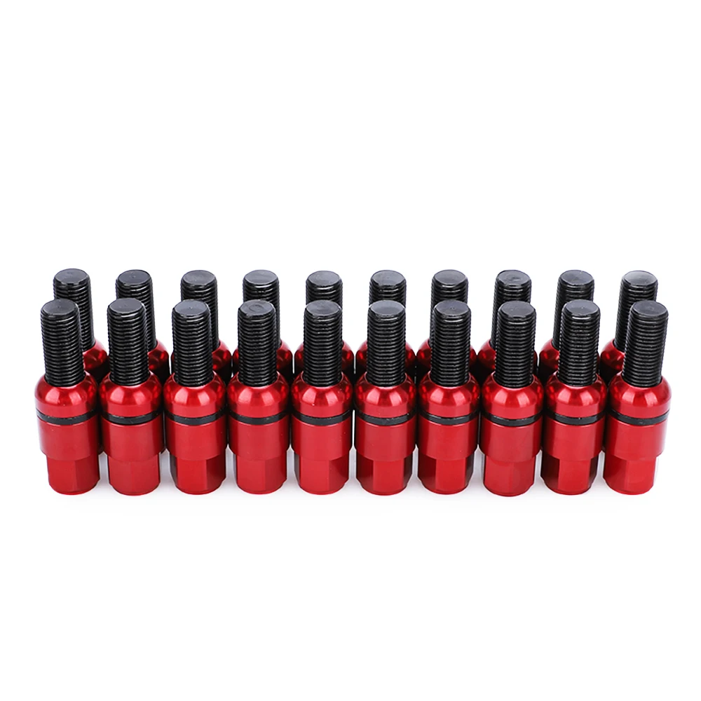

20pcs Steel Ball Seat Lug Nuts Wheel Bolts With Caps For Bolts &Key M14x1.5 Auto Accessorie For Porsche VW Audi Benz