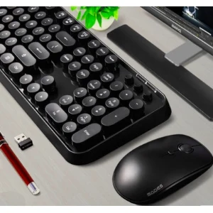 Высокое качество Беспроводной в стиле «панк» в горошек клавишная клавиатура Мышь комплект Gaming Keyboard И Мышь Офис PC компьютерная клавиатура для геймера - Цвет: Black Set