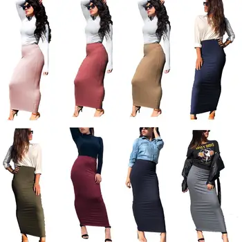 

Faldas Mujer Moda 2019 Spring Arabic Muslim Women High Waist Knitted Pencil Bodycon Skirt Long Skirts Womens Jupe Femme Clothes