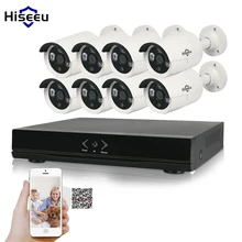Hiseeu 8CH 1080P HD NVR Kit POE CCTV System 8PCS cameras 2.0MP Outdoor IP Camera Waterproof P2P Onvif Security Surveillance set