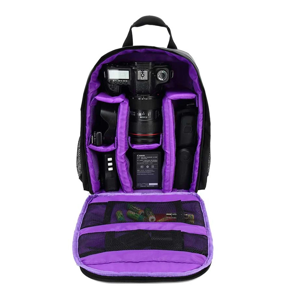Многофункциональный рюкзак для камеры, сумка для цифровой зеркальной фотокамеры, водонепроницаемая сумка для наружной камеры, чехол для фото - Цвет: Фиолетовый