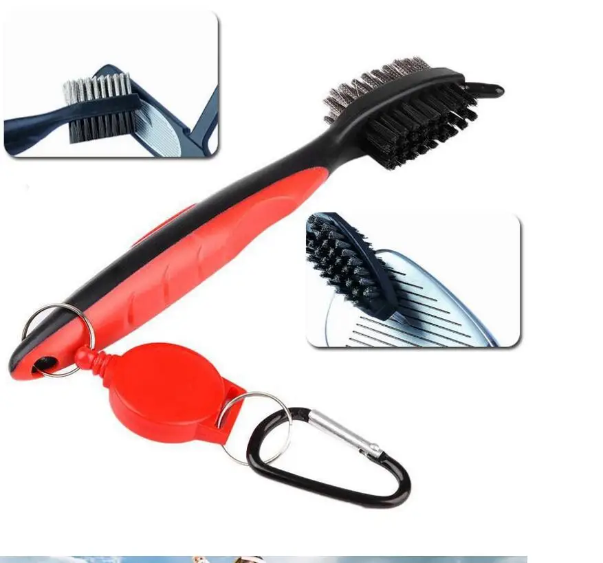Golf Club Brush and Groove Cleaner Dual Sided Nylon & Steel Brush With