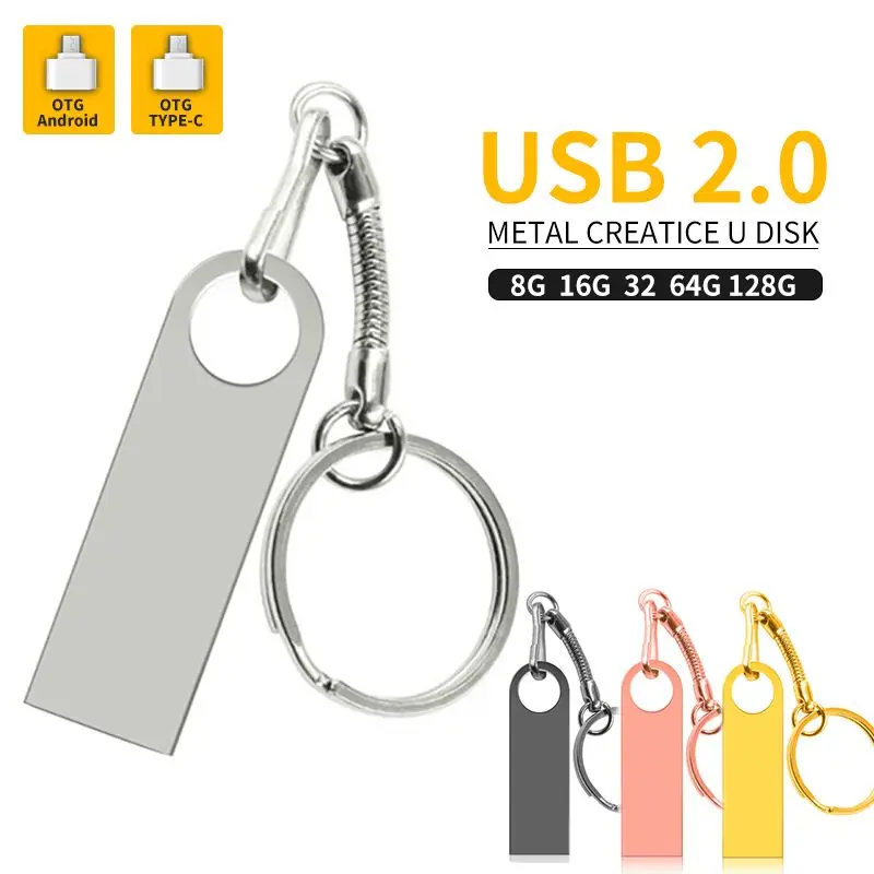 USB флэш накопитель 128 GB 64 32 16 8 Водонепроницаемый металлический брелок флешки Stick|USB
