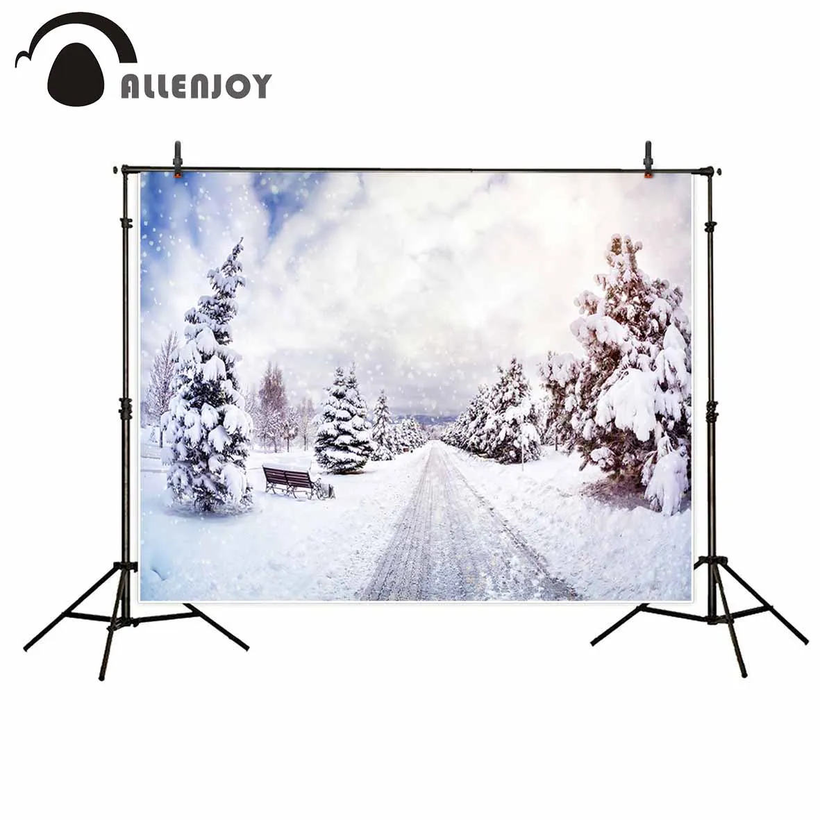 

Allenjoy backgrounds for photography studio snow winter tree path sky christma backdrops professional photocall for photo shoot