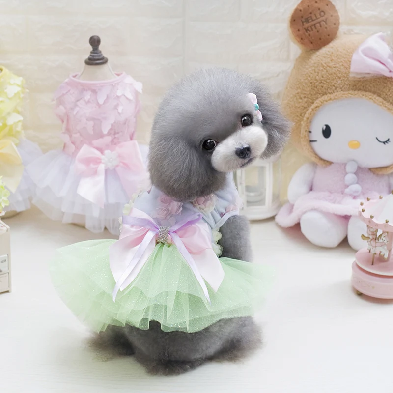 Candy Color Puppy Dog Dress Princess Wedding Dresses Skirt Clothing For