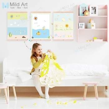 

Kawaii Pink Flower Butterfly Bee Animals Wooden Framed Poster Kids Baby Room Wall Art Pictures Home Decor Canvas Painting Scroll