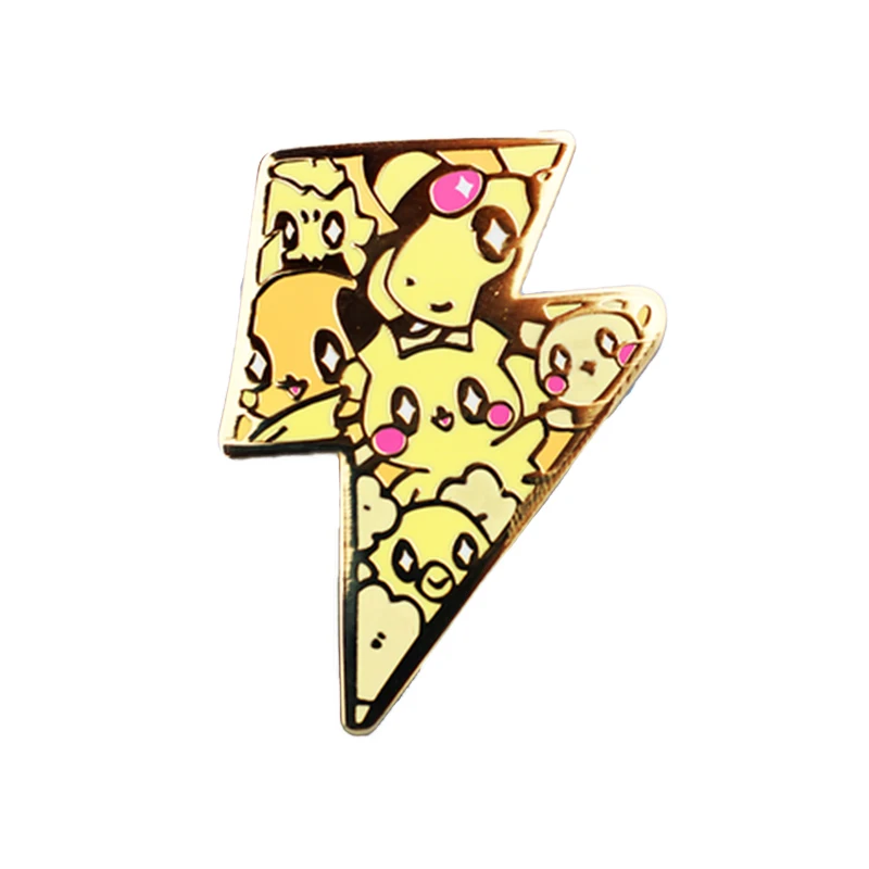 

Pikachu lapel pin cute cartoon brooch lightning bolt badge funny Pokemon Pizzachu accessary