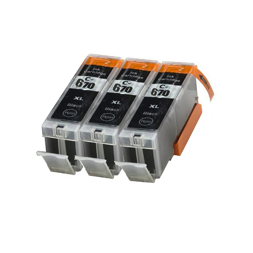 До 3 шт. PGI670 Черный чернильный картридж совместим с Canon MG5760 MG5765 MG5766 MG6860 MG6865 TS6060 TS5060 TS9060 TS8060