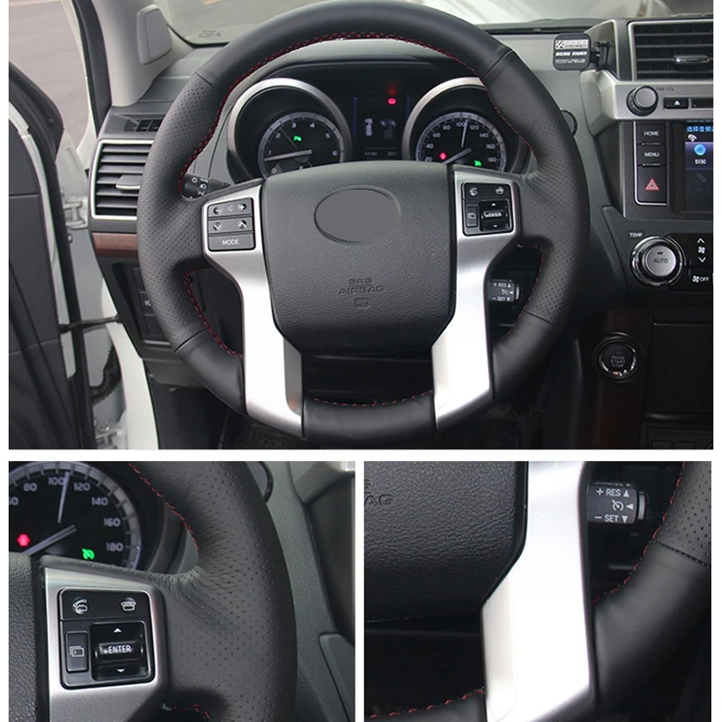 GNUPME DIY из искусственной кожи черная чехол рулевого колеса автомобиля для Toyota Land