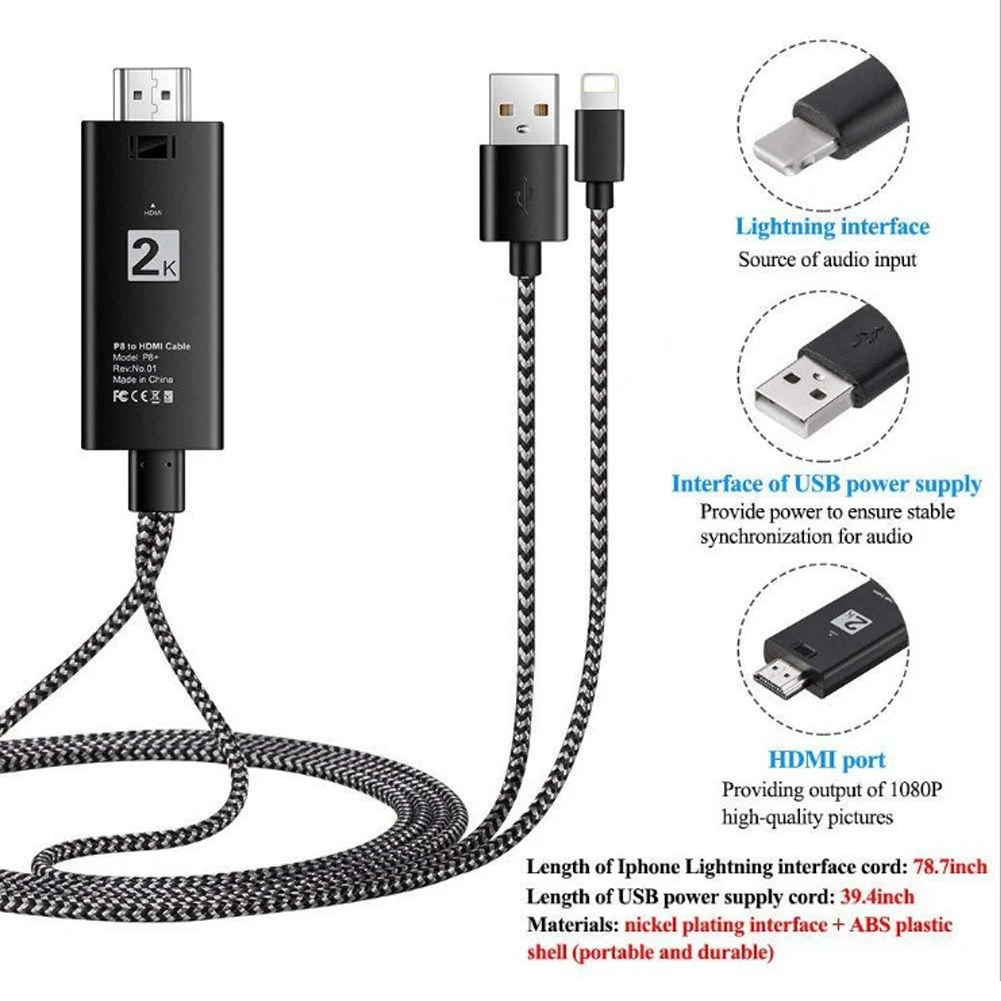 1080 P конвертер Кабель адаптер быстрая Трансмиссия 2 к м ТВ USB разъем осветления HDMI