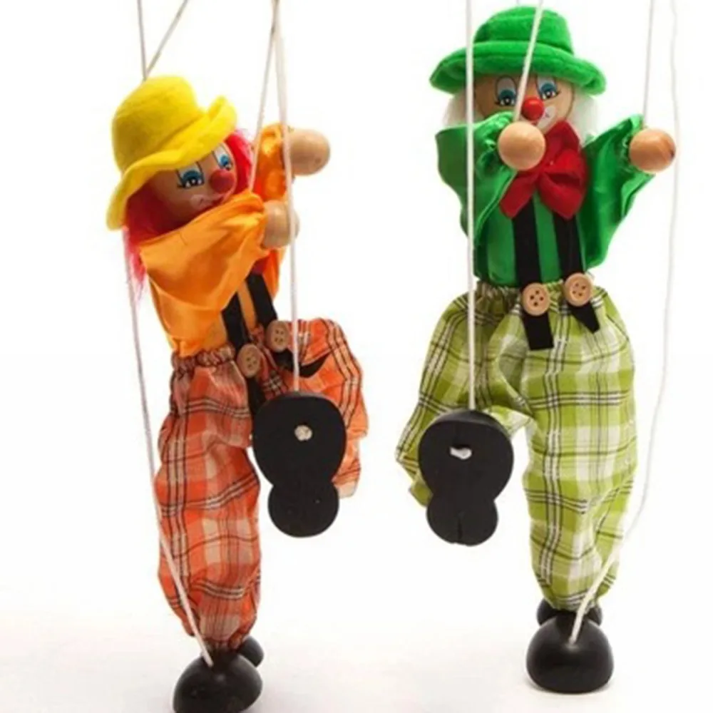 Funny Puppets Marionette Toy Pull String Puppet Clown Colorful Joint Activity Doll Vintage Child Toy gifts Traditions Classic