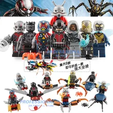 80 шт./лот, Marvel, 8 в 1, муравей, Оса, Скотт Лэнг, Набор фигурок, человек-муравей, желтая куртка, строительные блоки, модели, наборы кирпичей, игрушки SY1123