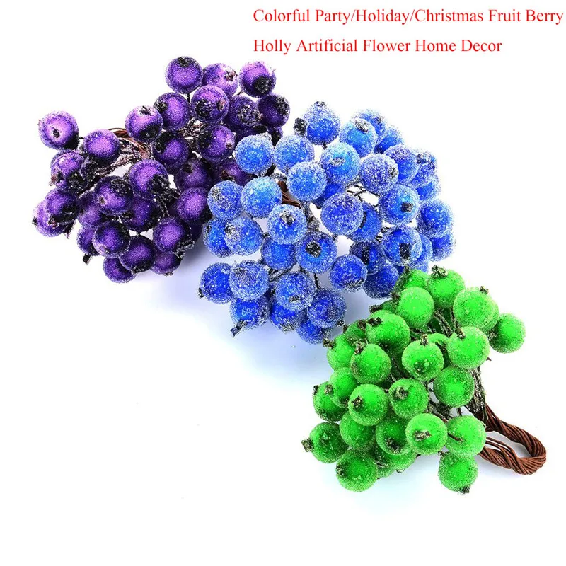 40 Pcs Decorative Party Holiday Christmas Frosted Fruit Berry Holly Artificial Flower DIY Home font b